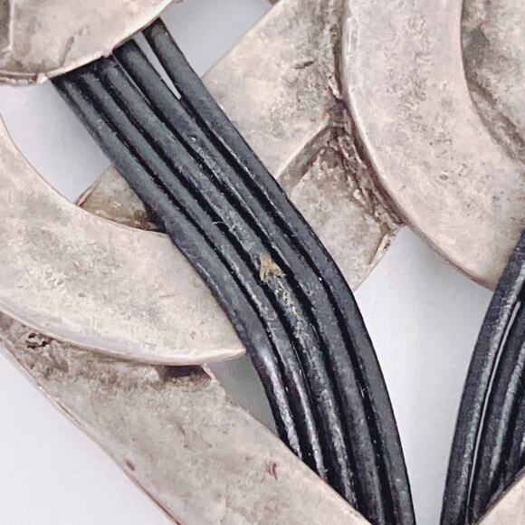 Chunky Chico’s Brutalist Statement Necklace Silver Tone Geometric Coin Tassels - Picture 10 of 14